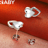 925 Silver Heart Bracelet Earrings Set Women Wedding Jewelry Gift