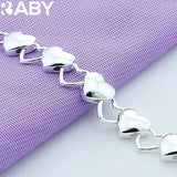 925 Silver Heart Bracelet Earrings Set Women Wedding Jewelry Gift