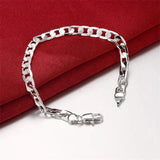 925 Silver Geometry Chain Bracelet Necklace Set Wedding Gift
