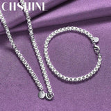 925 Sterling Silver 4mm Square Chain Set