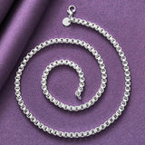 925 Sterling Silver 4mm Square Chain Set