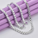 925 Sterling Silver 4mm Square Chain Set