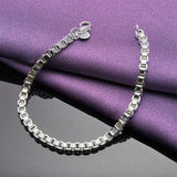 925 Sterling Silver 4mm Square Chain Set