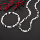 925 Sterling Silver Charm Chain Bracelets & Necklaces Set