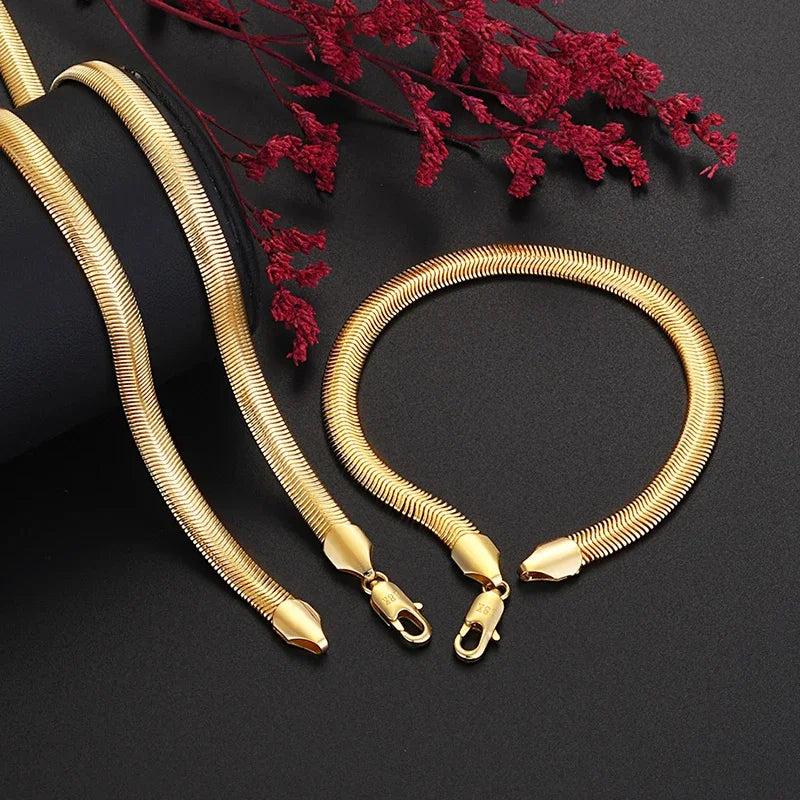 925 Silver Plated Snake Bone Jewelry Set for Men Women