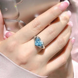 925 Silver Heart Necklace Ring Zircon Jewelry Set For Women