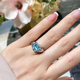 925 Silver Heart Necklace Ring Zircon Jewelry Set For Women