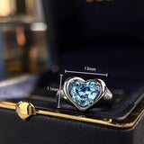 925 Silver Heart Necklace Ring Zircon Jewelry Set For Women