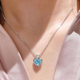 925 Silver Heart Necklace Ring Zircon Jewelry Set For Women