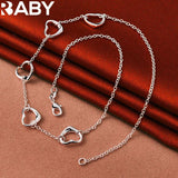 925 Silver 5 Heart Chain Jewelry Set Wedding Romantic Accessories