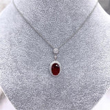 925 Silver Red Zircon Set Necklace Earrings Ring Women's Jewelry