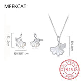 925 Sterling Silver Shell Ginkgo Leaf Jewelry Set