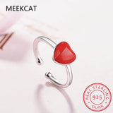 925 Silver Heart Necklace & Earring Set Red Enamel Romantic Jewelry for Women