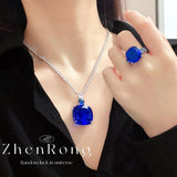 S925 Silver Sapphire Wedding Jewelry Set for Women