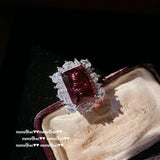Sparkling Red CZ 925 Silver Jewelry Set for Women