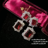 Sparkling Red CZ 925 Silver Jewelry Set for Women