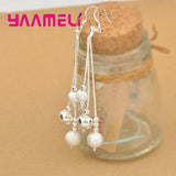 Silver 925 Jewelry Set Tassel Beaded Earrings+Necklace Party Accessories