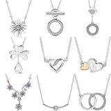 Double Hoop T-bar Forget-me-not Daisy Flower Collier Necklace