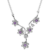 Double Hoop T-bar Forget-me-not Daisy Flower Collier Necklace