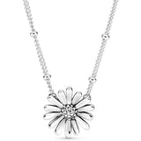Double Hoop T-bar Forget-me-not Daisy Flower Collier Necklace