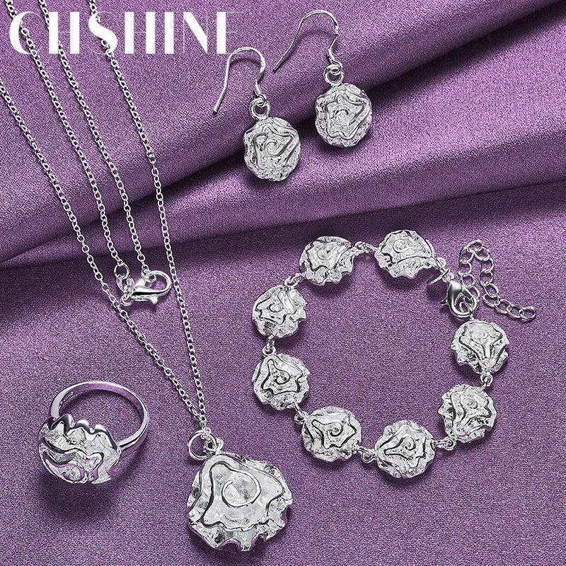 925 Silver Rose Charm Party Jewelry Set