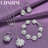 925 Silver Rose Charm Party Jewelry Set