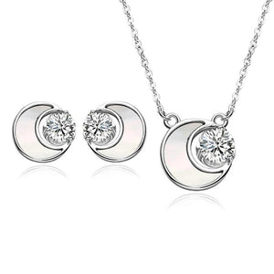 Rose Moon 925 Sterling Silver Jewelry Set Lady Birthday Present