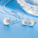 Rose Moon 925 Sterling Silver Jewelry Set Lady Birthday Present