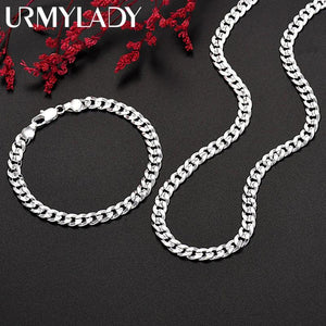 925 Silver Charm Bracelet & Necklace Set