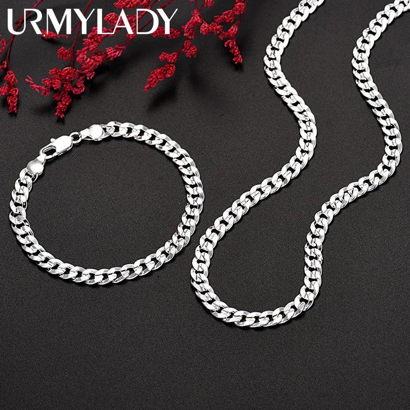925 Silver Charm Bracelet & Necklace Set