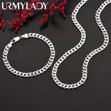 925 Silver Charm Bracelet & Necklace Set