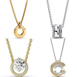 925 Silver Pave & Beads I-D Collier Pendant Necklace for Charm DIY