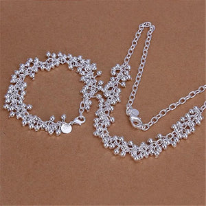 925 Sterling Silver Fringe Line Bead Jewelry Set for Women