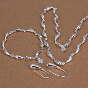 925 Sterling Silver Water Drop Charm Jewelry Set for Women