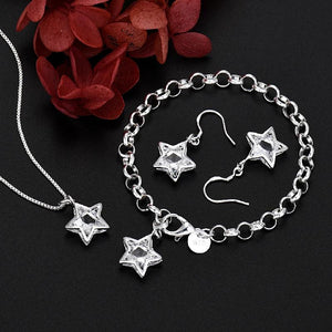 925 Sterling Silver Crystal Star Jewelry Set for Women