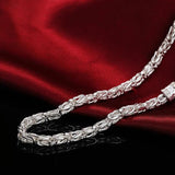 925 Sterling Silver 6MM Geometry Chain Necklace Bracelet Set