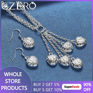 925 Silver Heart Ball Jewelry Set for Women