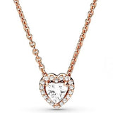 Rose Heart Pendant Necklace Pink Crystal 925 Sterling Silver DIY Jewelry