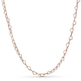 Rose & Silver Love Heart Chain Necklace 925 Sterling Silver For Women