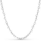 Rose & Silver Love Heart Chain Necklace 925 Sterling Silver For Women