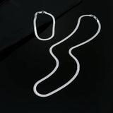 925 Silver 4MM Blade Chain Bracelet Necklace Set