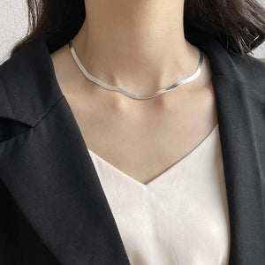 925 Silver 4MM Blade Chain Bracelet Necklace Set