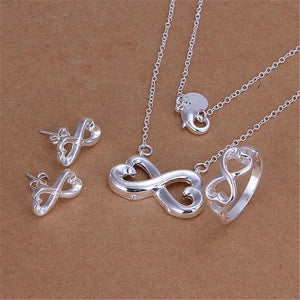 8-shaped Heart Pendant 925 Sterling Silver Jewelry Set