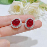 925 Silver Red Zircon 3-Piece Set Wedding Anniversary Gift