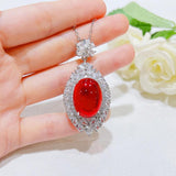 925 Silver Red Zircon 3-Piece Set Wedding Anniversary Gift