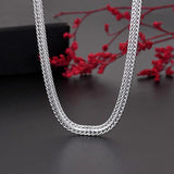 Trendy 925 Sterling Silver 6MM Geometry Bracelets Necklace Set for Women Men