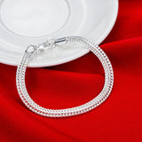 Trendy 925 Sterling Silver 6MM Geometry Bracelets Necklace Set for Women Men