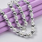 925 Silver 8mm Matte Bead Chain Bracelet Necklace Set