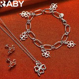 925 Silver Wedding Heart Clover Jewelry Set