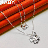 925 Silver Wedding Heart Clover Jewelry Set